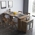 Dining Set 70.9'' Rectangle Folding Storage Dining Table Walnut & Gray With 4 Chairs