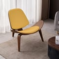 Leather Walnut Tripod Accent Chair