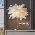 Loftus Art Deco Gold Portable Table Lamp with White Feather USB Charging & Dimmable