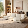 130" 3-Piece Chenille Sectional Sofa with Chaise and Adjustable Armrests & Backrest