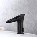 Single Hole Touchless Electronic Waterfall Bathroom Sink Faucet in Matte Black