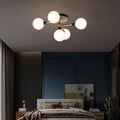 Brass Globe Mini Chandelier Flush Mount Ceiling Light in 5-Light