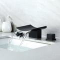 Grop Matte Black Waterfall Widespread Bathroom Sink Faucet Double Knobs