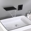 Matte Black Waterfall Wall Mounted Bathroom Sink Faucet Single Knob Solid Brass