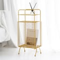 Mid-Century Rectangular 2-Shelf Bookshelf Metal Gold Bookcase
