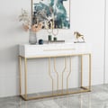 32" Modern Narrow White Console Table with Storage Wood Entryway Table with Drawers