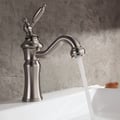 Vintage Control Monobloc Solid Brass Bathroom Basin Mixer Tap in Brushed Nickel