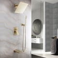 Solid Brass Wall Mount Rainshower Hand Shower & Bath Spout Shower Mixer in Brushed Gold