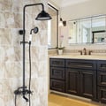 Chester Vintage Bathroom Exposed Rainfall Shower System Handheld Shower Antique Black