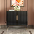 43.3" Modern Entryway Cabinet Black Accent Cabinet with 2 Doors 2 Shelves in Gold