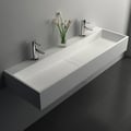 47 Inch Wall-Mount Double Sink Stone Resin Matte White Floating Trough Bathroom Sink