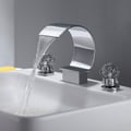 Mooni Chrome Waterfall Spout 2 Crystal Handle Widespread Bathroom Sink Faucet