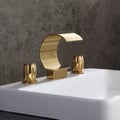 Mooni Modern Waterfall Widespread 2-Handle Bathroom Sink Faucet in Gold Solid Brass
