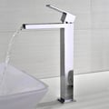 Fiego Modern Polished Chrome Waterfall 1-Hole Faucet for Bathroom Vessel Sinks