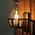 Retro Rustic Jar-Shaped Seeded Glass Single Candelabra Light Bulb Wall Lamp & Metal Backplate