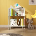 Pink Kid Bookshelf 2 Tier Metal Storage Bookcase