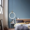 Minimalist Modern LED Ring Acrylic Diffuser Wood Pendant Light in Large