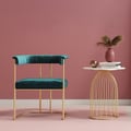 Green Velvet Upholstered Armchair Gold Accent Chair
