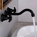 Chester Classic Wall Mount Antique Black Bathroom Sink Faucet Double Cross HandleBrass