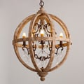 Rustic 5-Light Globe Chandelier Weathered Wooden Ceiling Light 