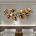 52" x 23.6" 3D Golden Ginkgo Leaves Metal Wall Decor for Living Room