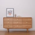 63" Rustic Bedroom Dresser with 9 Drawers Wooden Chest of Drawers with Gold Knobs