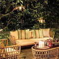 Boho 74" Natural Color Rattan Sofa Square Arm with Cushion Pillow