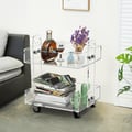 Modern Acrylic Rolling Bar Cart  End Table with Handles