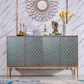 59.1" Modern Birch Sideboards and Buffets Brown with 4 Doors Adjustable Shelves