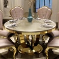 47.2" Modern Style Round Faux Marble Dining Table Seats 4-6 People