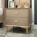 Modern 2-Drawer Nightstand with Gold Legs