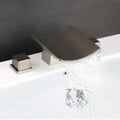 Grop Brushed Nickel Waterfall Widespread Bathroom Sink Faucet Double Handle