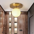 Gidu Modern Pull Chain Ceiling Light Globe Glass Shade Semi Flush Mount Metal