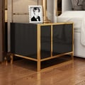 Rimh Black Lacquer Bedroom Nightstand Stainless Steel in Gold