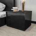 Modern Black Rectangle Nightstand with 2 Drawers