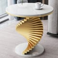 20" Round Faux Marble Gold Side Table with Metal Frame
