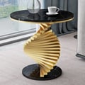 Table d'appoint ronde en faux marbre doré de 500 mm avec cadre en métal
