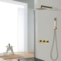 Wall Mounted Shower System Gold 8" Solid Brass with Hand Shower in Brushed