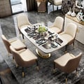 63" Modern Style Rectangular Faux Marble Dining Table Seats 4-6 People