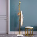 Coat Rack Brass Gold Round Hooks Entryway Freestanding Coat Hanger Marble Base