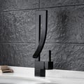 Modern Design Single Handle 1-Hole Black Bathroom Sink Faucet with Waterfall Spout Brass