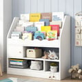 Modern White Kids Bookshelf Toy Storage Shelf in Manufacture Finish