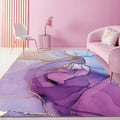 Abstract Purple Velvet Area Rug Living Room 5' x 7' Flowing Pattern Machine Washable