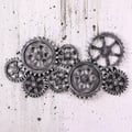 37" Industrial Distressed Gray Wall Decor with Gear Design in HDF for Living Room