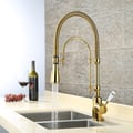 High Arc Dual-Mode Pull-Down Kitchen Faucet Solid Brass with Porcelain Handle