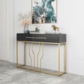 32" Modern Narrow Black Console Table with Storage Wood Entryway Table with Drawers