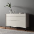 47.2" Minimalist Off White Dresser Accent 6-Drawer Cabinet