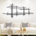 39" Minimalist Black Metal Wall Decor with Vertical Lines for Living Room,Office,Hotel