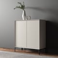 Nordic Minimalist Off White Wooden Shoe Cabinet with 2-Door 10-Shelf