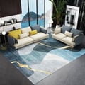 8' x 10' Multi-purpose Modern Style Nylon Retangular Blue & Gold Florid Area Rug